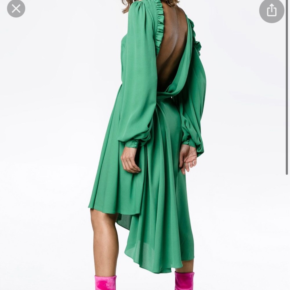 MAGDA BUTRYM
Calgari Ruffled Cold-shoulder Silk-georgette Midi Dress In Green